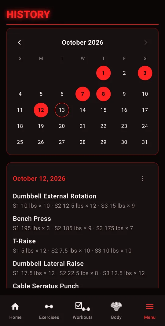 History: October 2026 calendar and the sets of one session