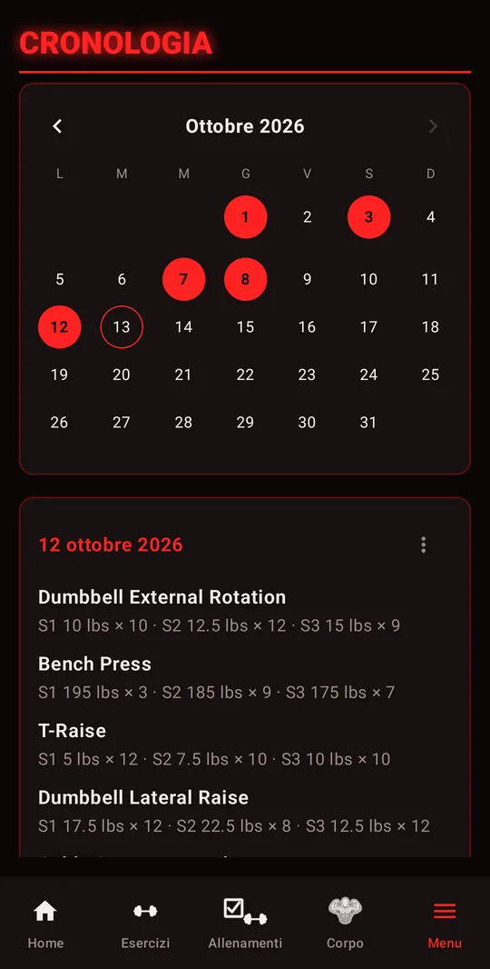 Cronologia: calendario di ottobre 2026 e le serie di una sessione